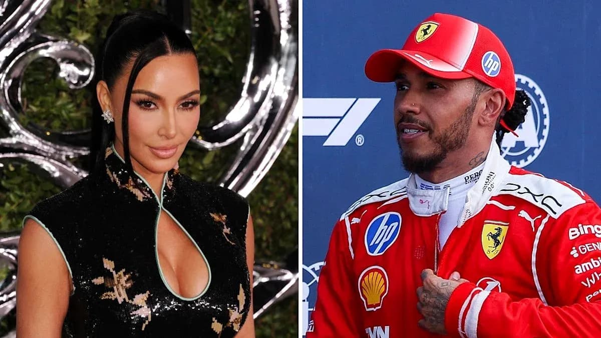 Kim Kardashian and Lewis Hamilton side by side
