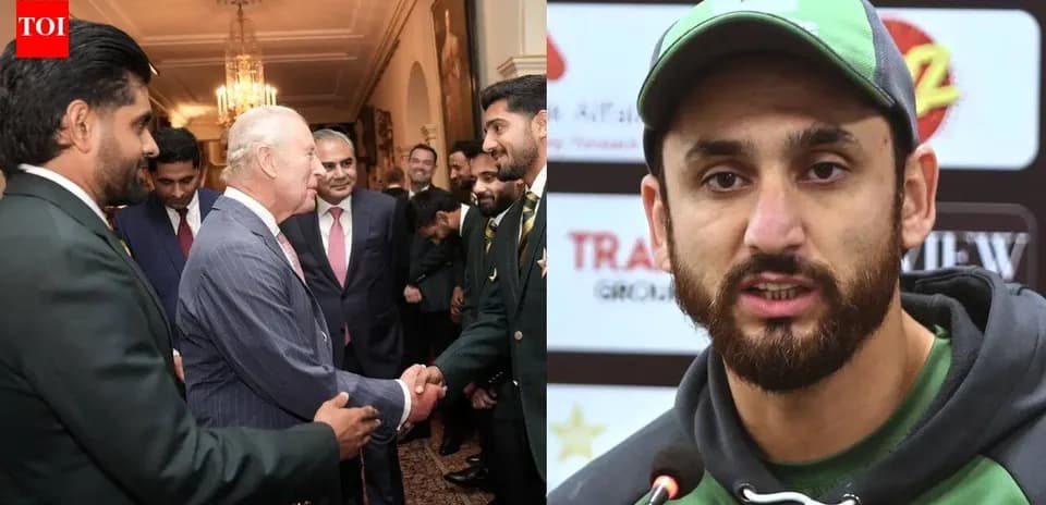 Pakistani cricket team members meeting dignitaries