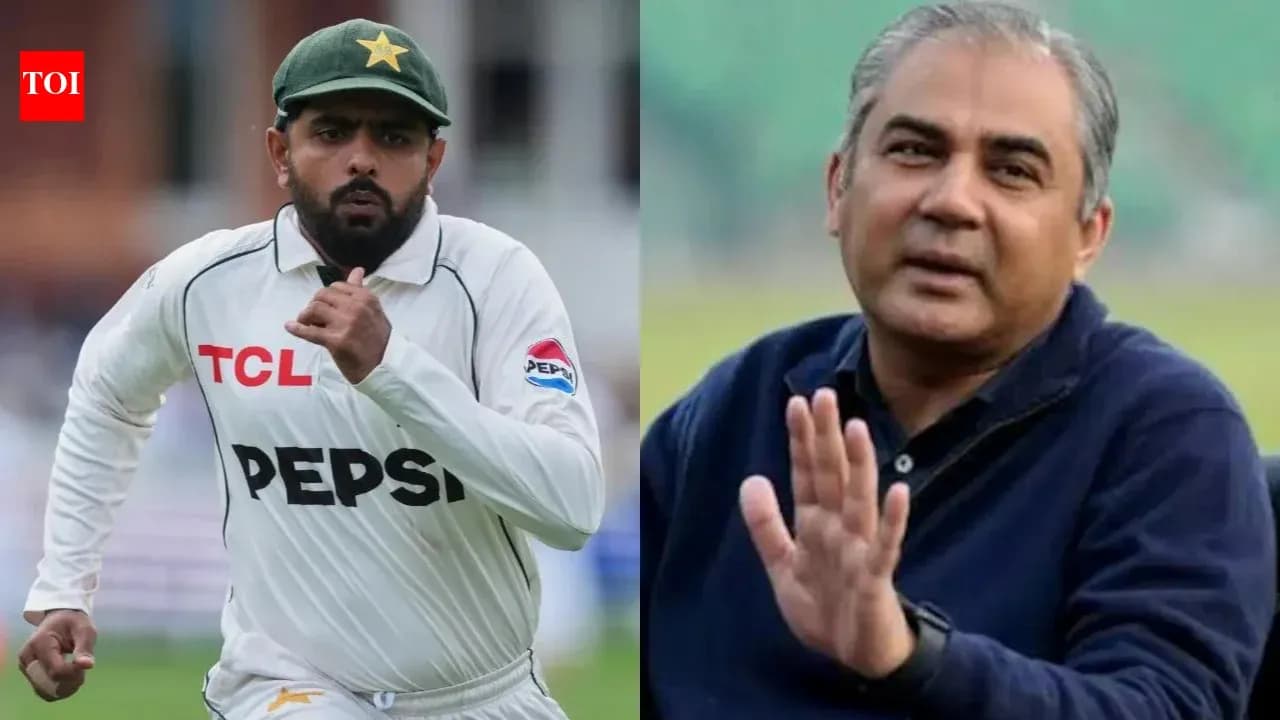 Babar Azam running in cricket uniform, coach gesturing