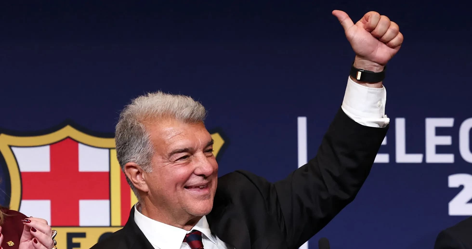 Barcelona president celebrating at election event