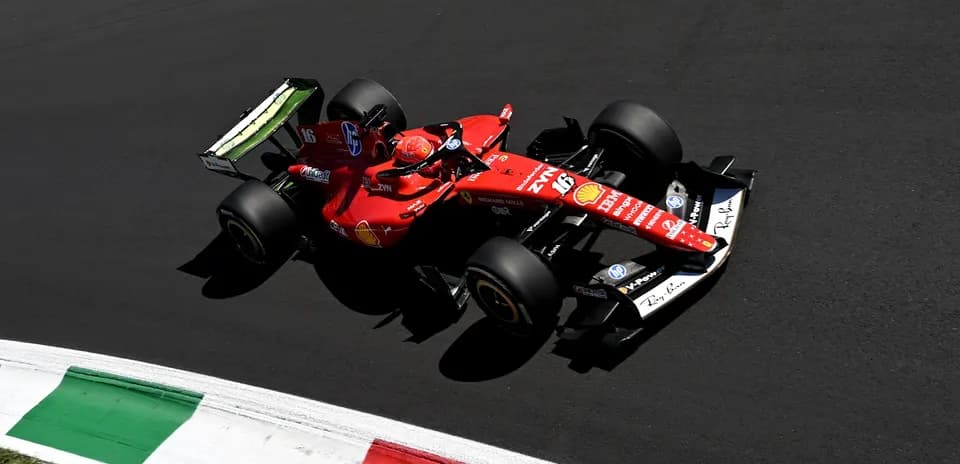 Ferrari car racing on track during Formula 1 event