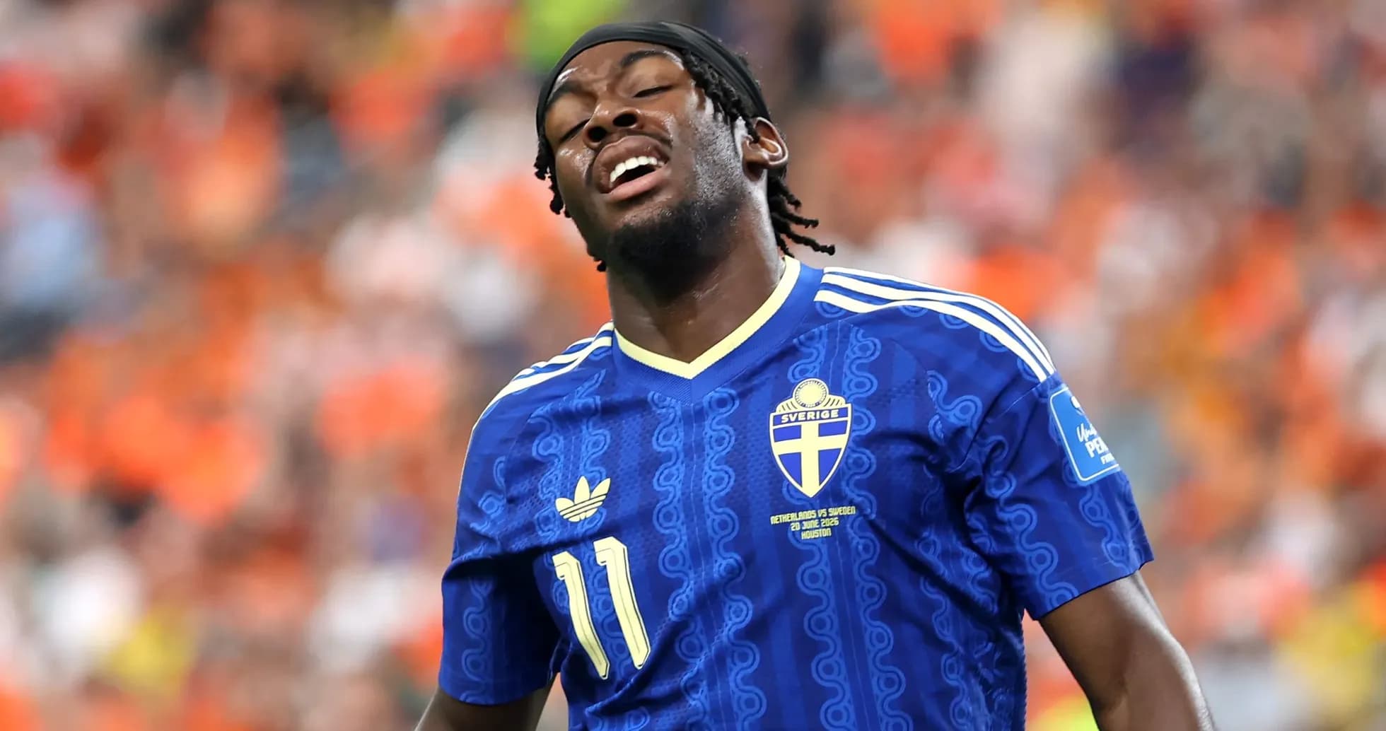 Player in Sweden jersey during match against Netherlands Player in Sweden jersey during match against Netherlands