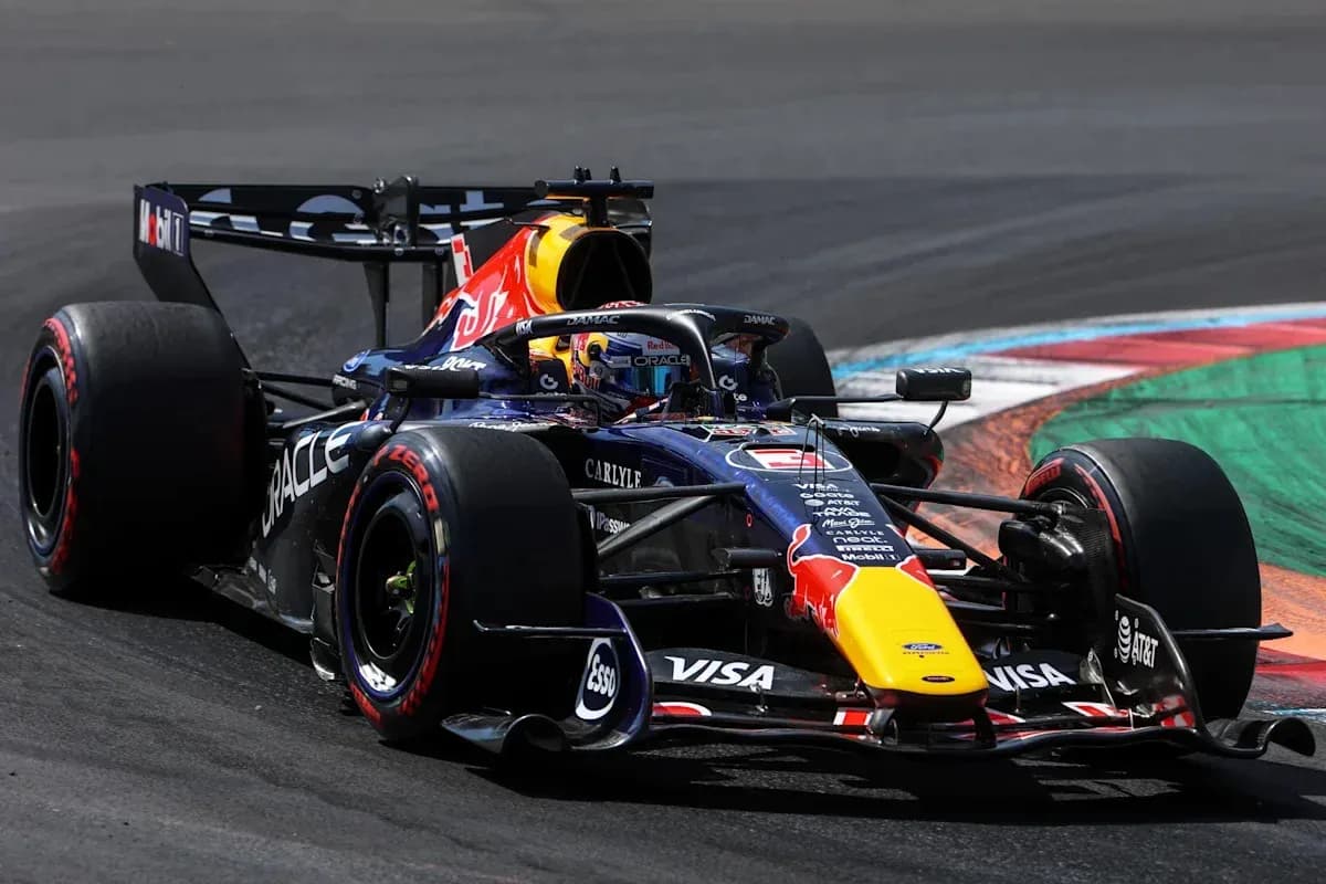 Red Bull Racing car navigating a racetrack corner Red Bull Racing car navigating a racetrack corner