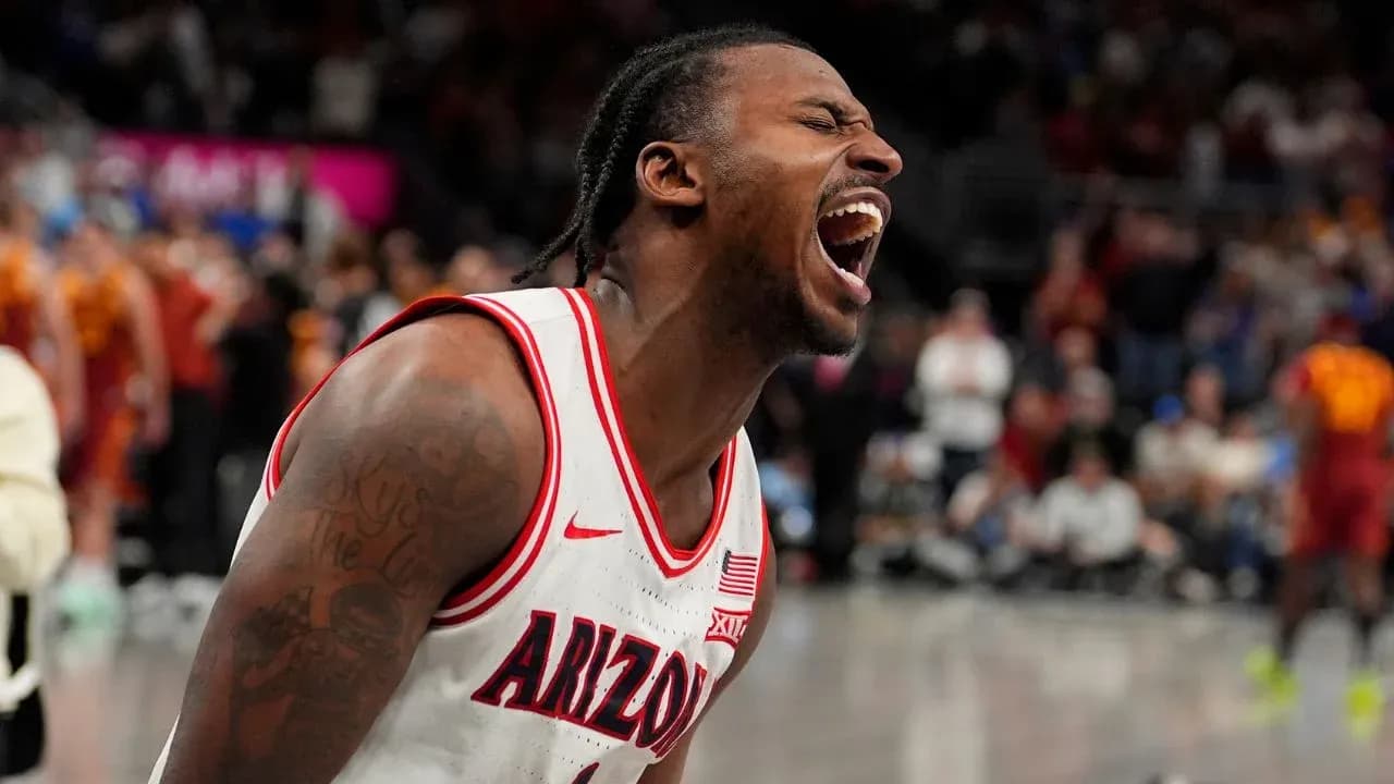 Arizona player celebrating during a basketball game Arizona player celebrating during a basketball game