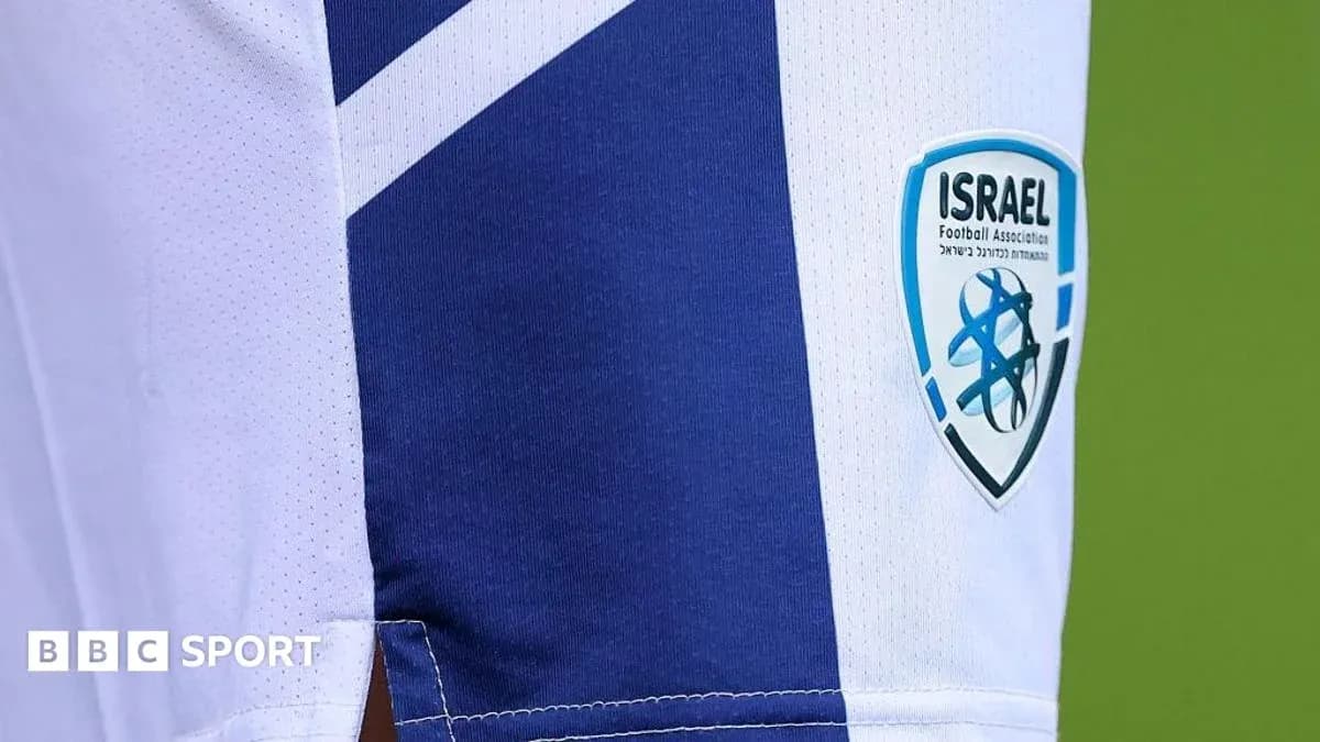 Close-up of Israel Football Association logo on jersey Close-up of Israel Football Association logo on jersey