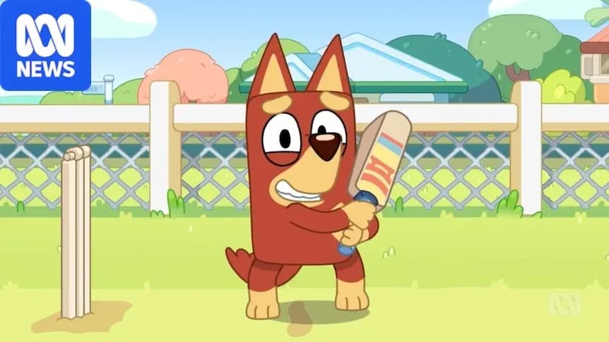 Animated dog character holding a cricket bat Animated dog character holding a cricket bat