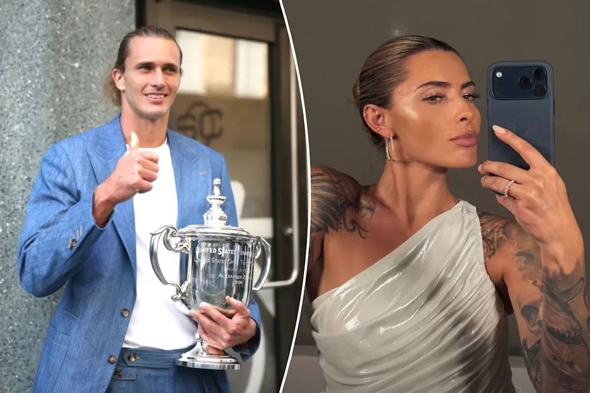 Man holding trophy, woman taking selfie Man holding trophy, woman taking selfie