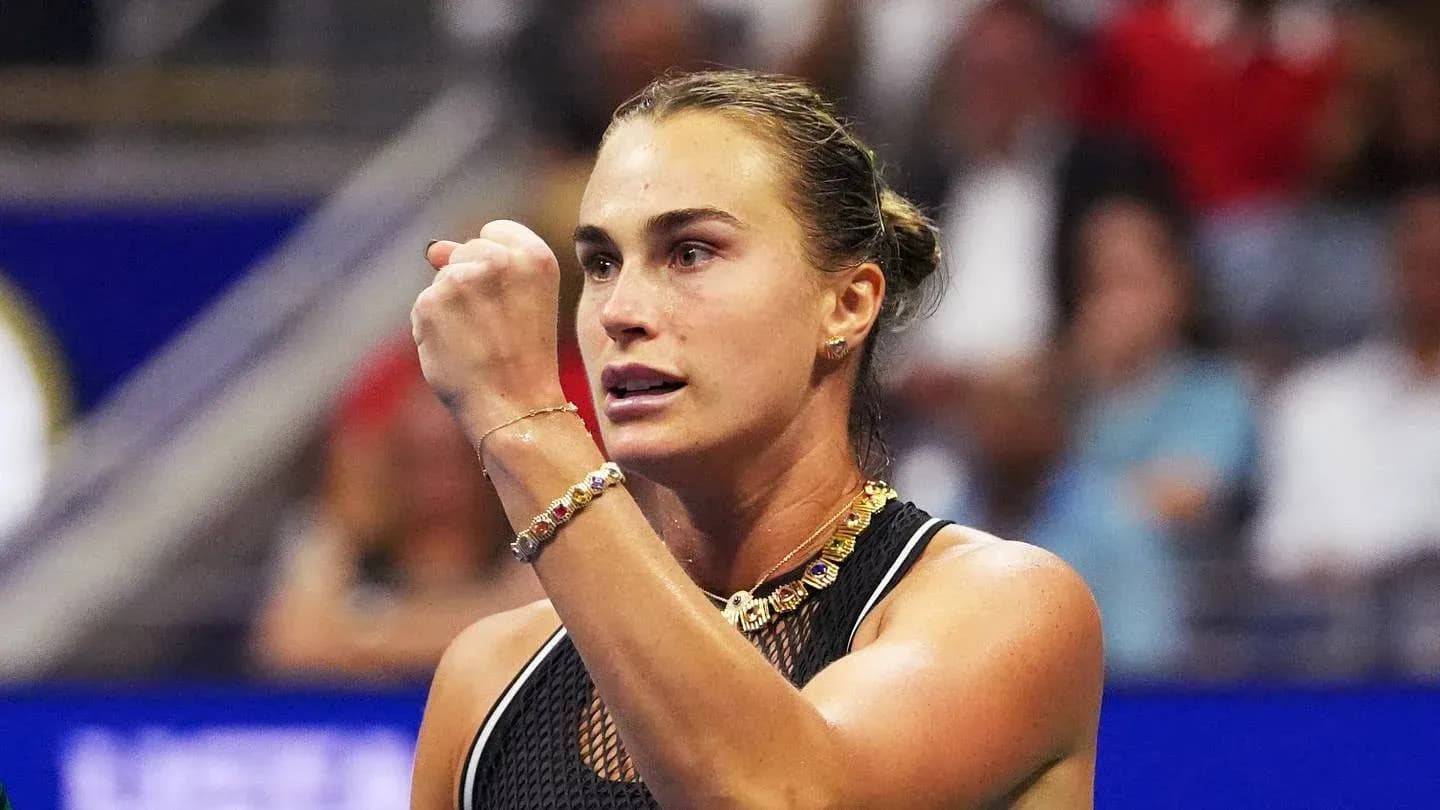Tennis player celebrating during a match Tennis player celebrating during a match