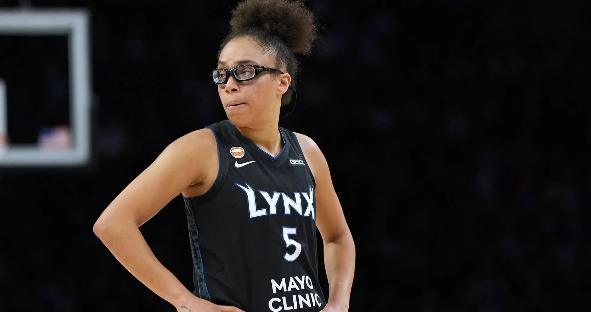 Player from Lynx during a basketball game Player from Lynx during a basketball game
