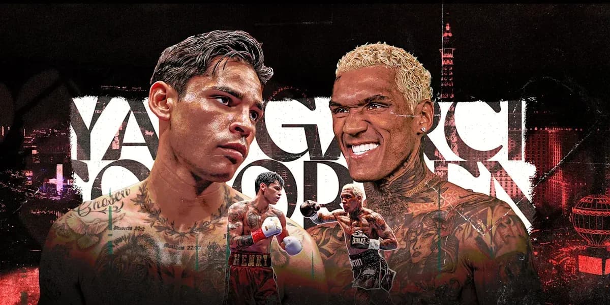 Boxers face-off with city skyline background Boxers face-off with city skyline background