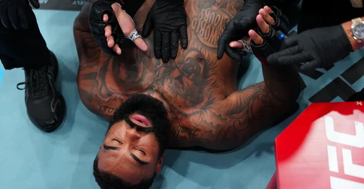 Fighter receiving medical attention in the ring Fighter receiving medical attention in the ring
