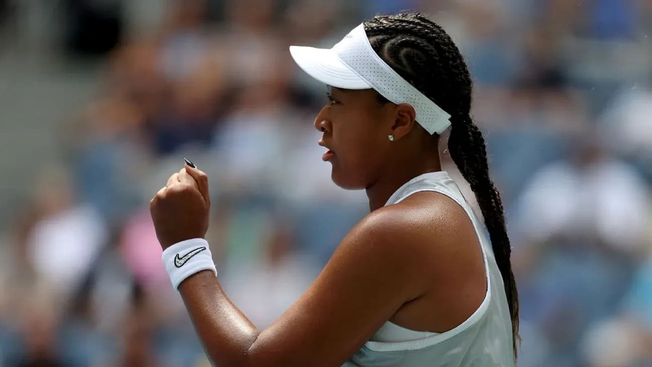 Tennis player celebrating during a match Tennis player celebrating during a match