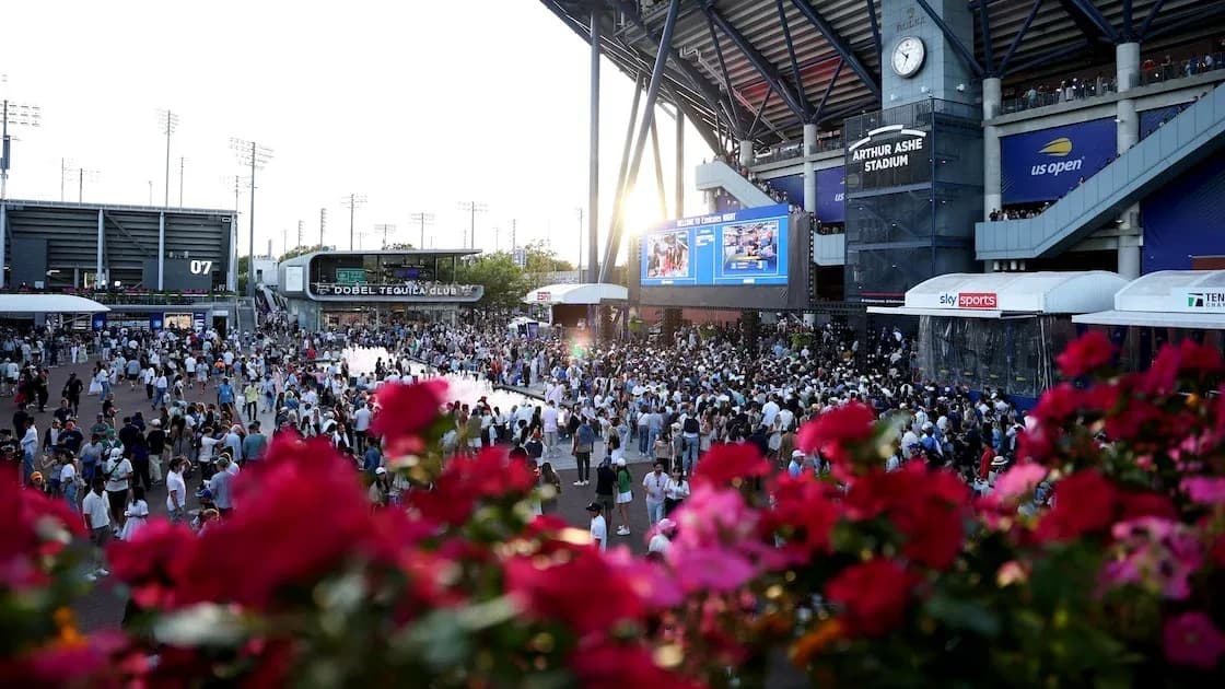 Crowd gathered outside Arthur Ashe Stadium at US Open Crowd gathered outside Arthur Ashe Stadium at US Open