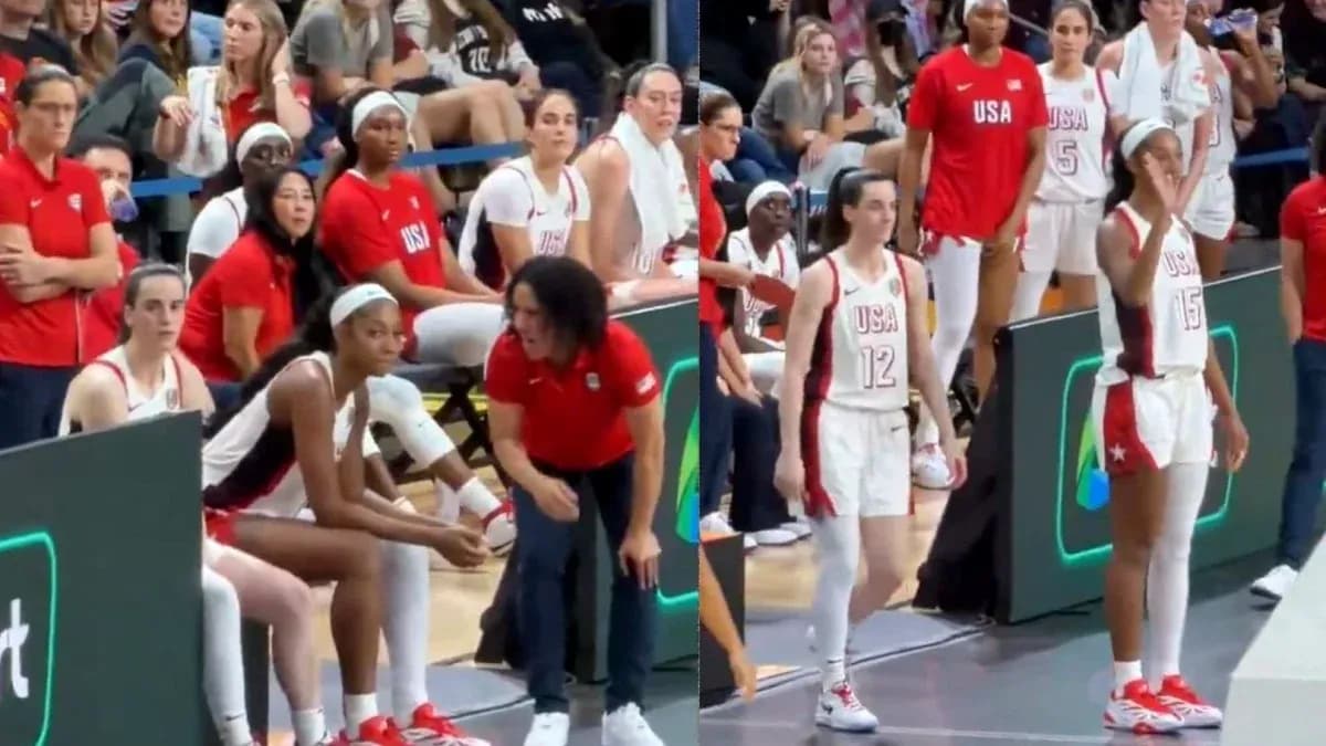 USA women's basketball team during a timeout USA women's basketball team during a timeout