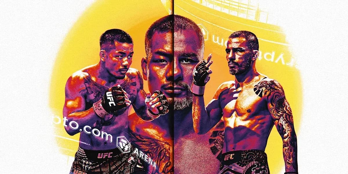 Three fighters in UFC promotional artwork Three fighters in UFC promotional artwork