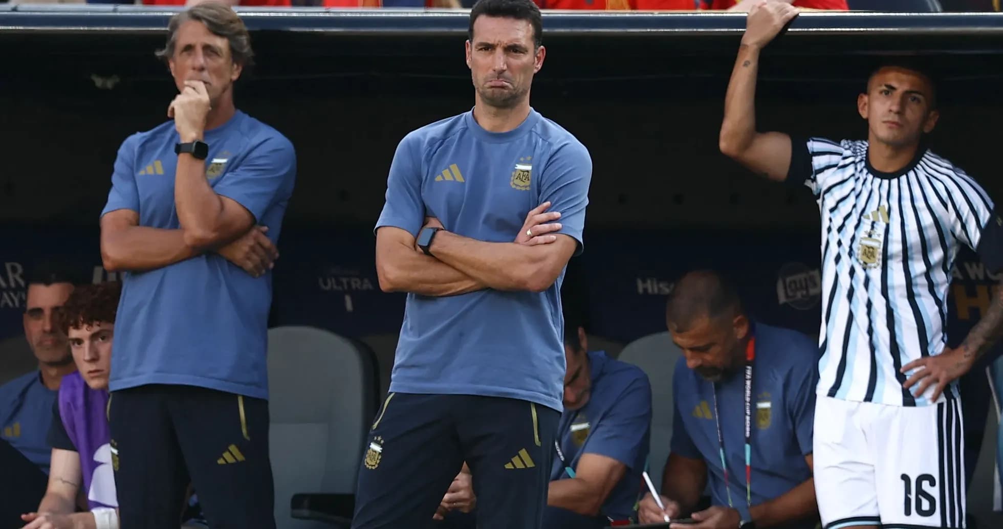 Coaches and players on the Argentina bench during match Coaches and players on the Argentina bench during match