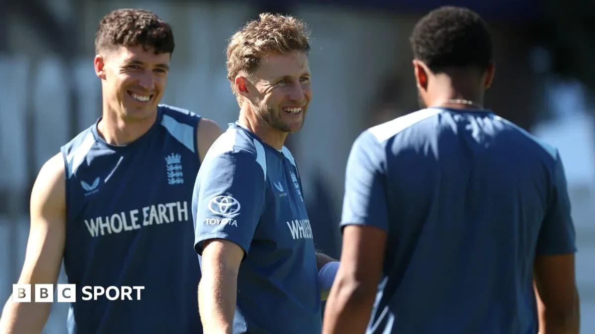 England cricket players laughing during training session England cricket players laughing during training session