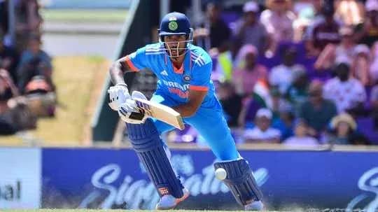 Batsman playing a shot during cricket match Batsman playing a shot during cricket match