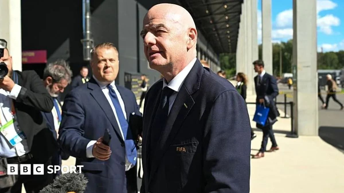 FIFA president speaking to media outside venue FIFA president speaking to media outside venue