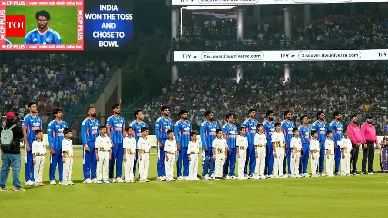 Players and mascots lined up before the match Players and mascots lined up before the match