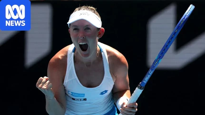 Tennis player celebrating with racket after winning point Tennis player celebrating with racket after winning point
