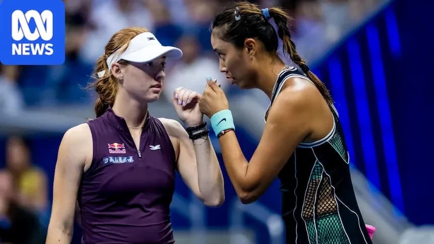 Two female tennis players discussing during match Two female tennis players discussing during match