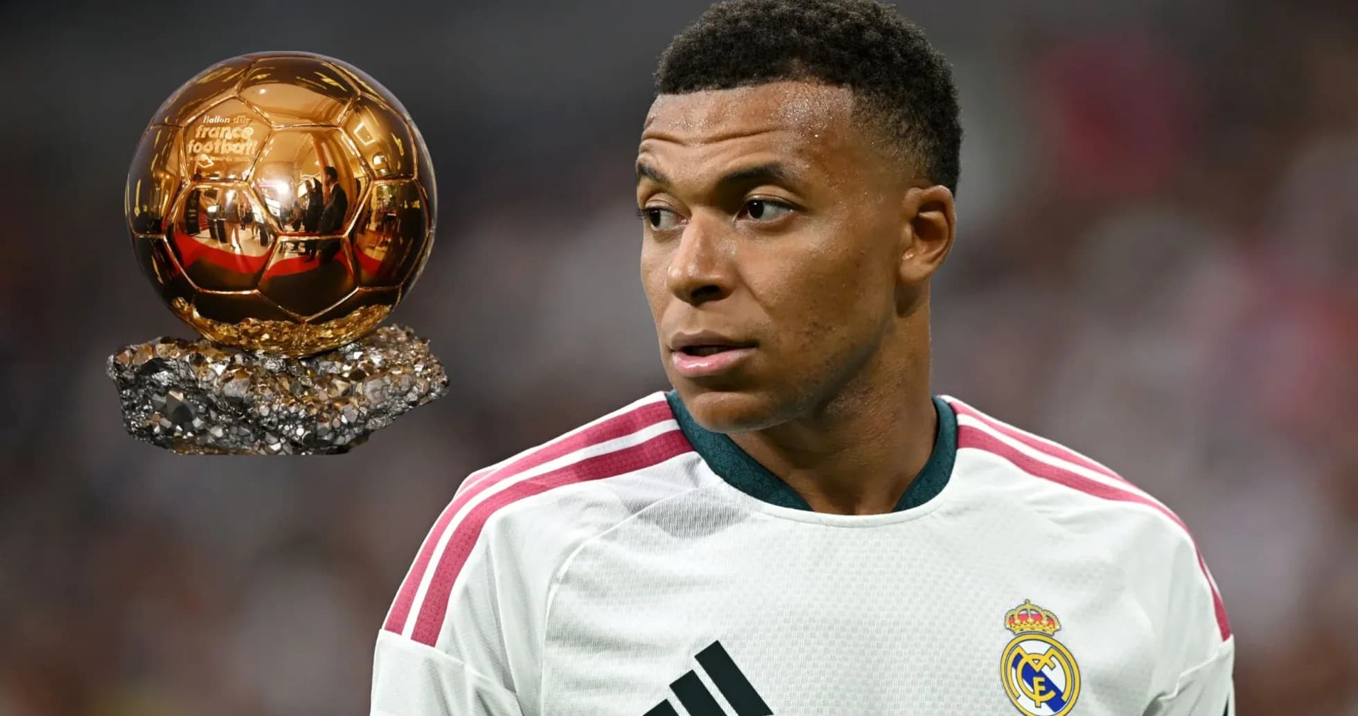 Player in Real Madrid kit with Ballon d'Or trophy Player in Real Madrid kit with Ballon d'Or trophy