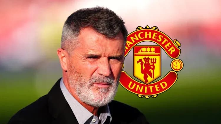 Man with gray beard near Manchester United logo Man with gray beard near Manchester United logo