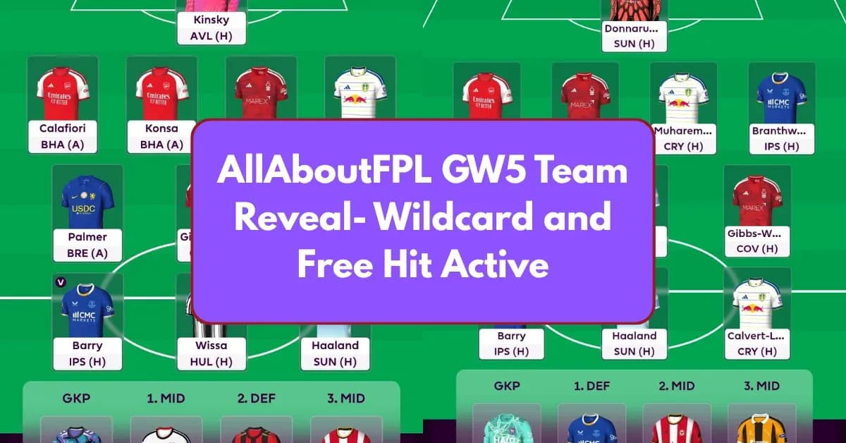 Fantasy Premier League team lineup with active wildcard Fantasy Premier League team lineup with active wildcard