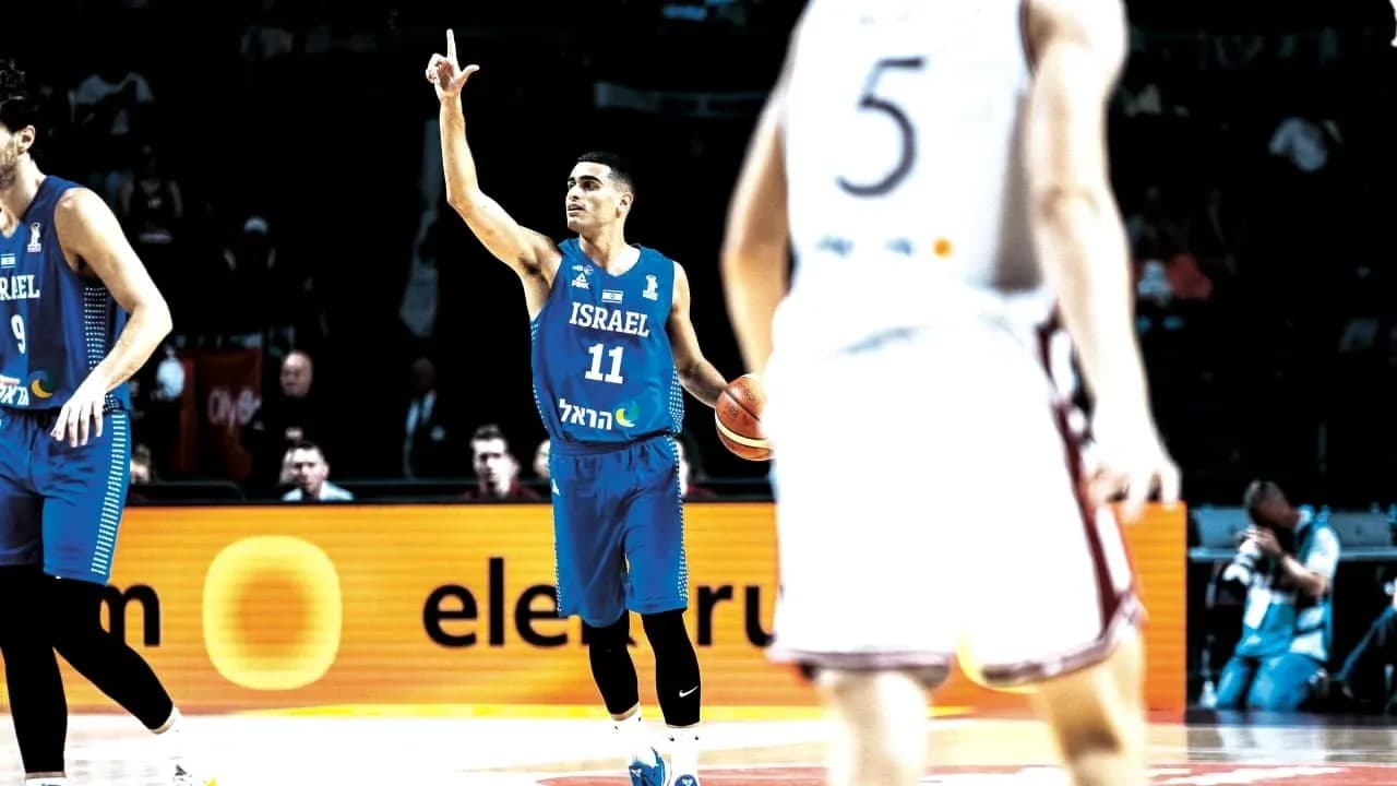 Player 11 from Israel signaling during a game Player 11 from Israel signaling during a game