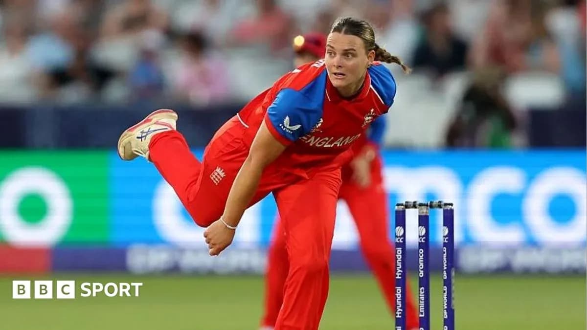 England bowler delivering a ball during match England bowler delivering a ball during match