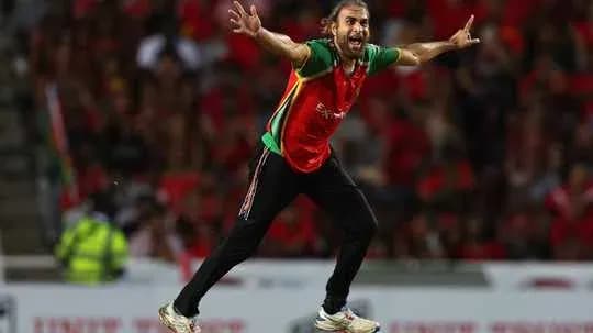 Bowler celebrating a wicket during cricket match Bowler celebrating a wicket during cricket match