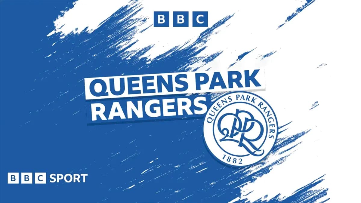 Queens Park Rangers logo on blue background Queens Park Rangers logo on blue background