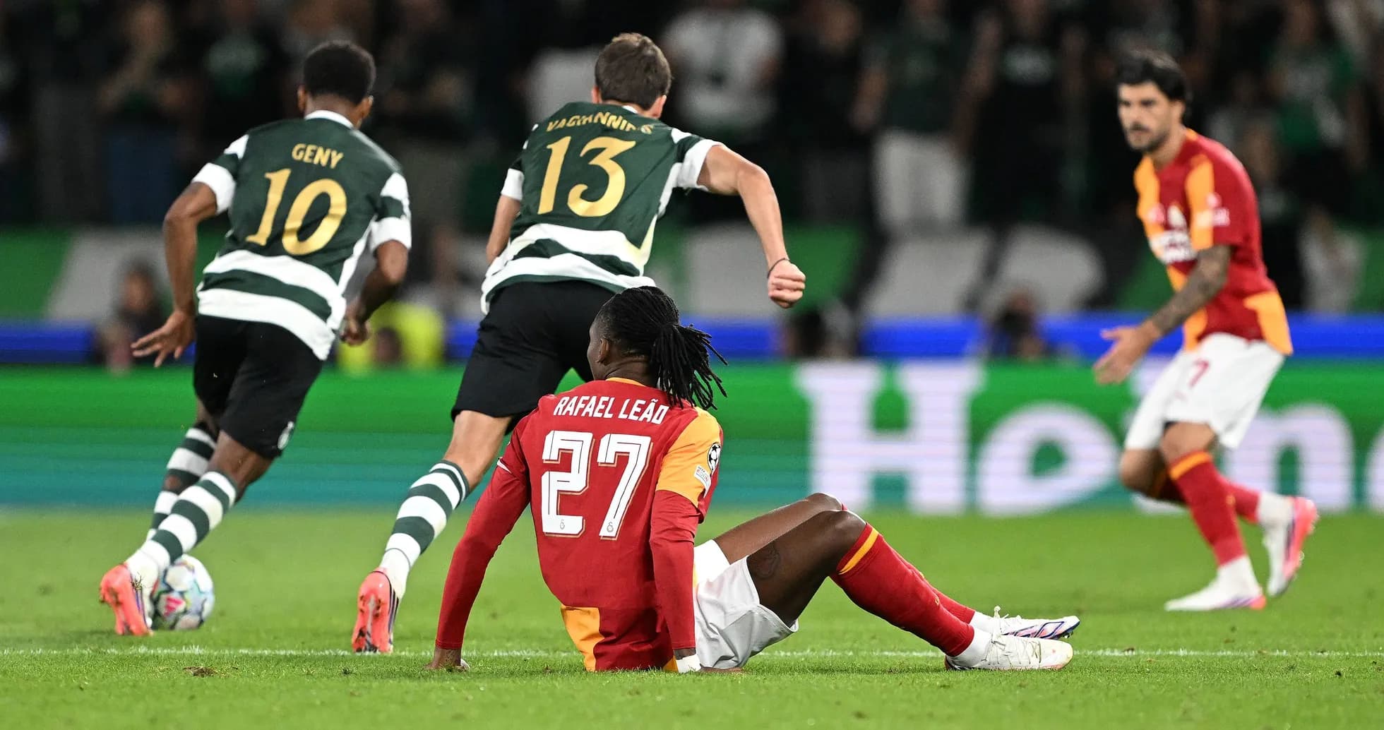 Rafael Leão sitting on the pitch during match Rafael Leão sitting on the pitch during match