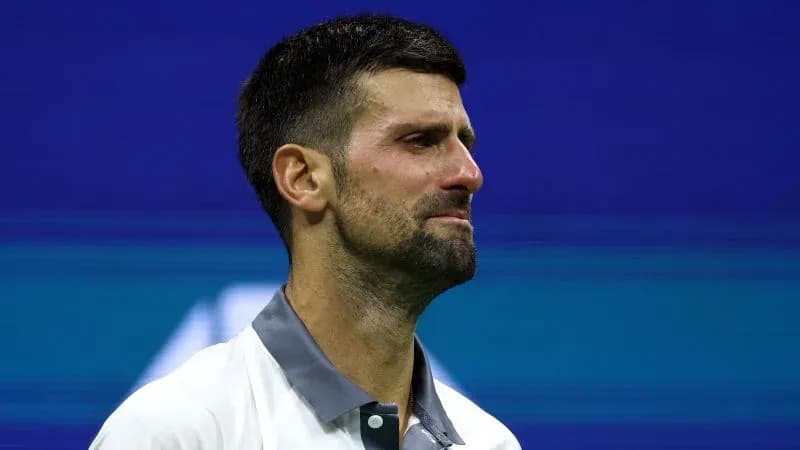 Tennis player with tears during emotional moment Tennis player with tears during emotional moment