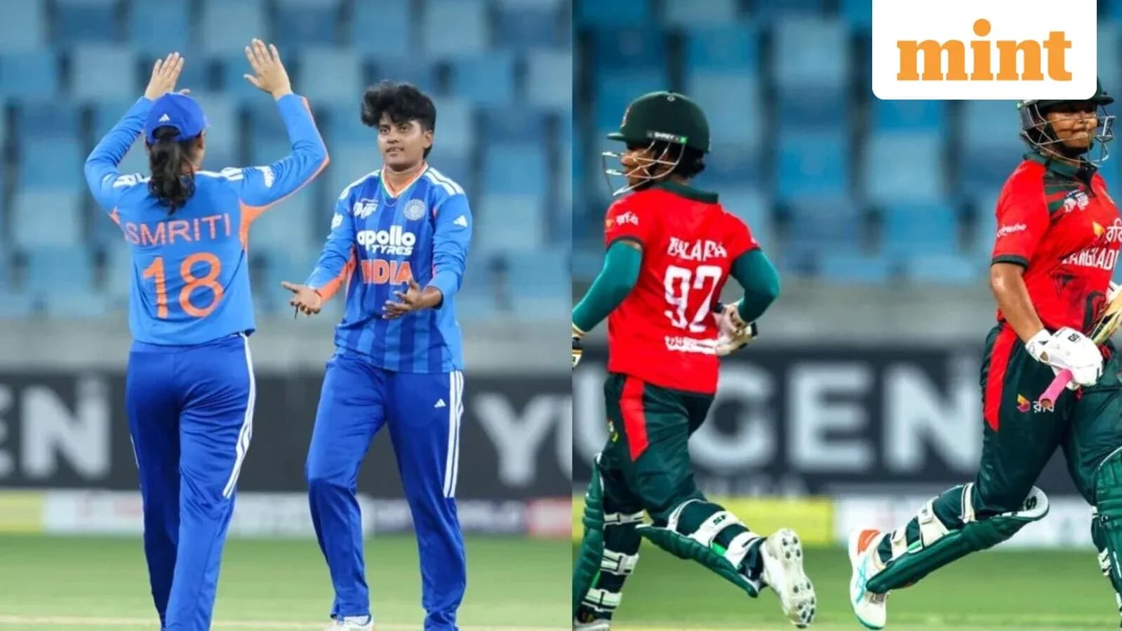 Cricket players from India and Bangladesh in action Cricket players from India and Bangladesh in action